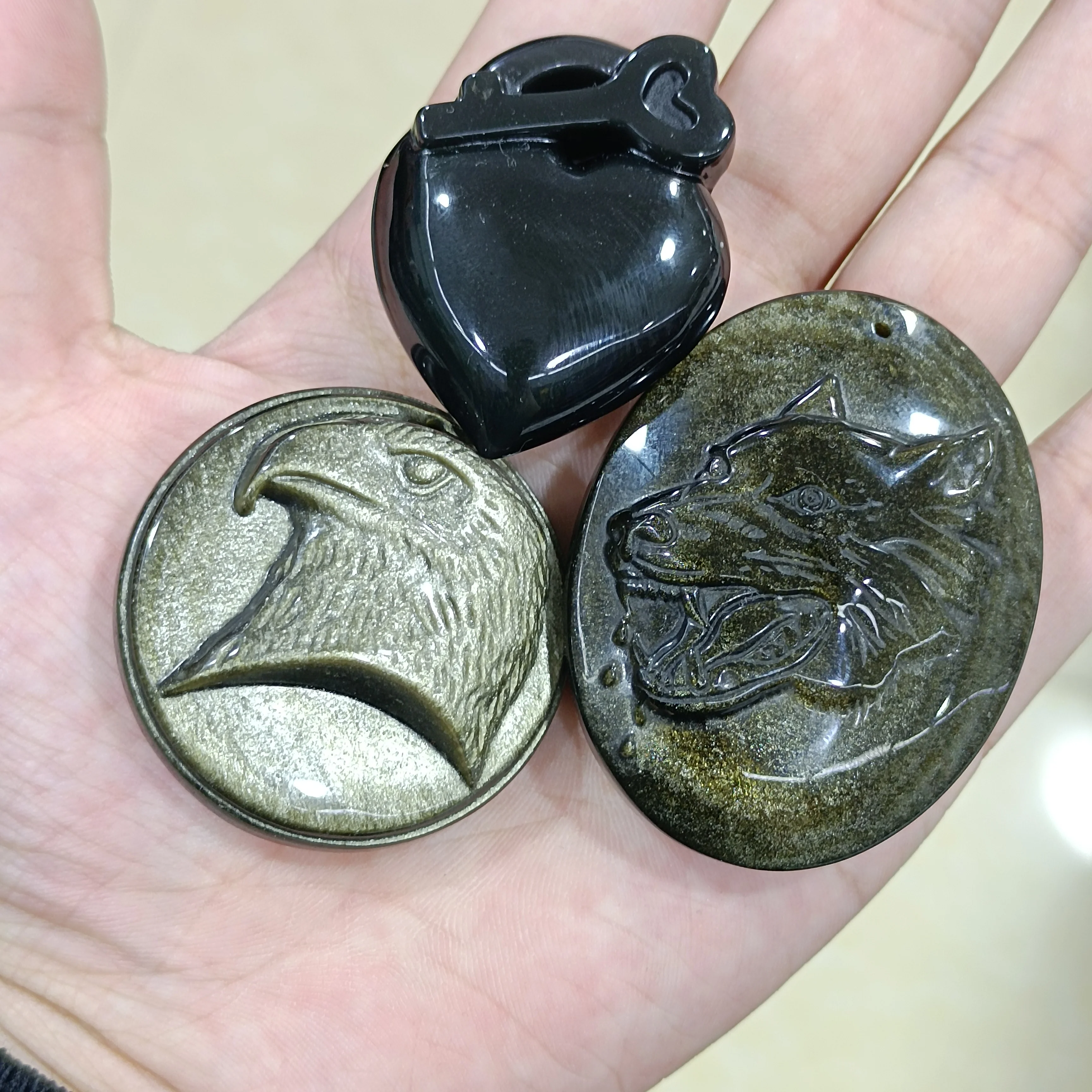 

1 шт. натуральные кристаллы обсидиан резьба Животное подвеска с отверстиями счастливое здоровье богатство бусины амулет Декор подарки