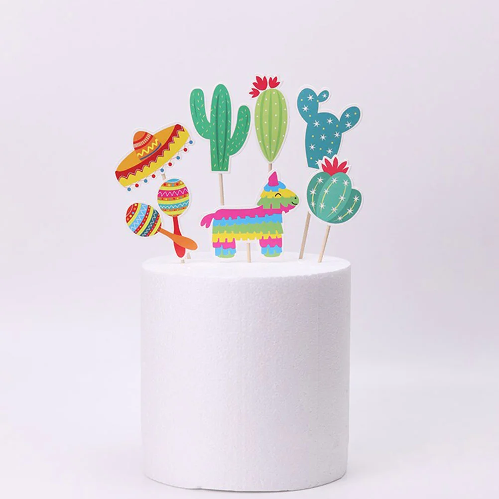 

42PCS Paper Summer Theme Cake Ornaments for Decoration