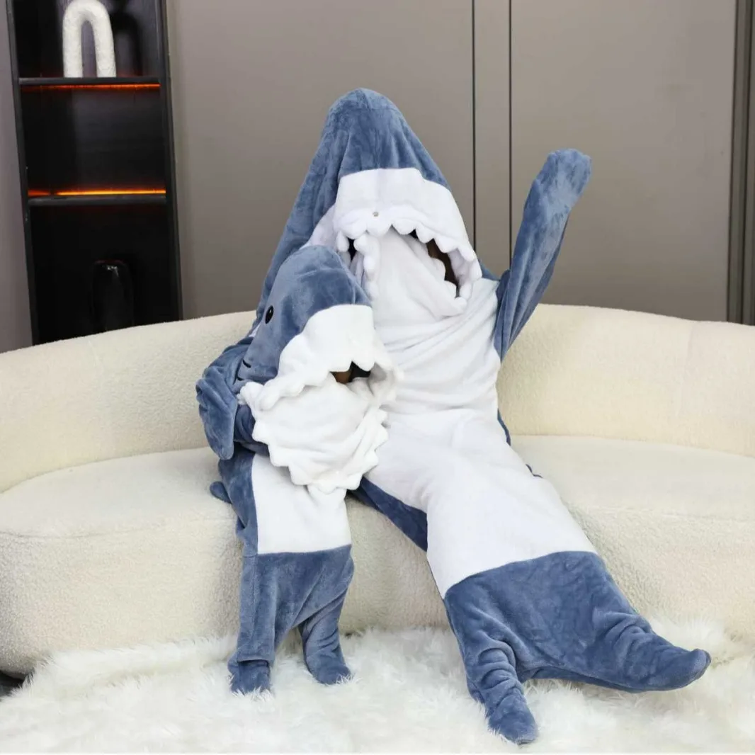 Осенне-зимние спальные мешки с акулами для мальчиков и девочек фланелевая Милая