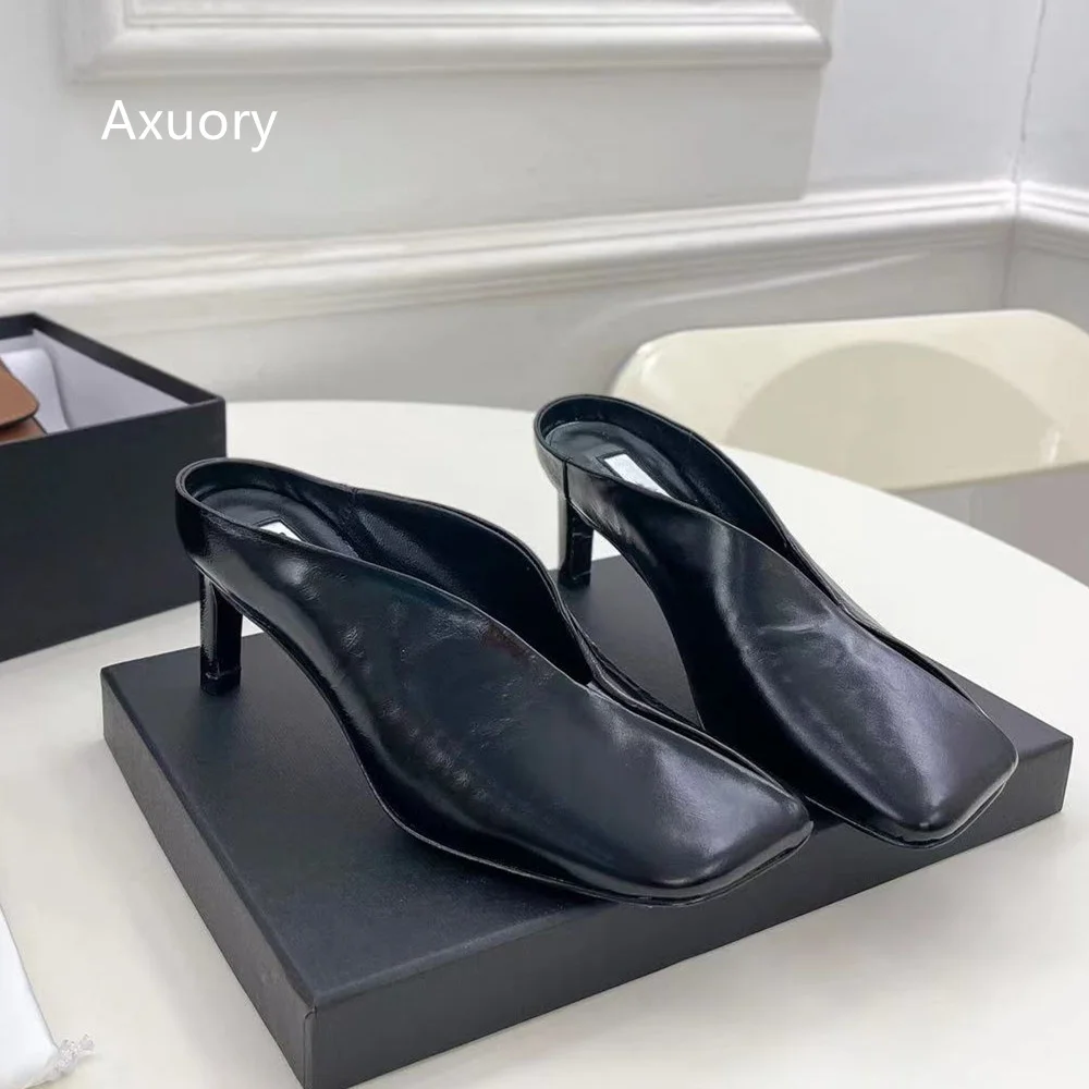 2023 Women's Square Toe High Heels Solid Color Sexy high heels Sexy Party Dress Shoes Genuine Leather Fashion Style