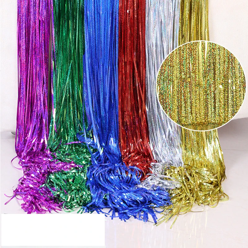 1 м ширина Яркая Лента занавеска с бахромой Золотой дождь шелковые шторы