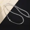 Men's 925 sterling silver necklace 2/4/6/8/10/12MM 40-75cm face chain necklace lobster clasp men and women engagement jewelry 4