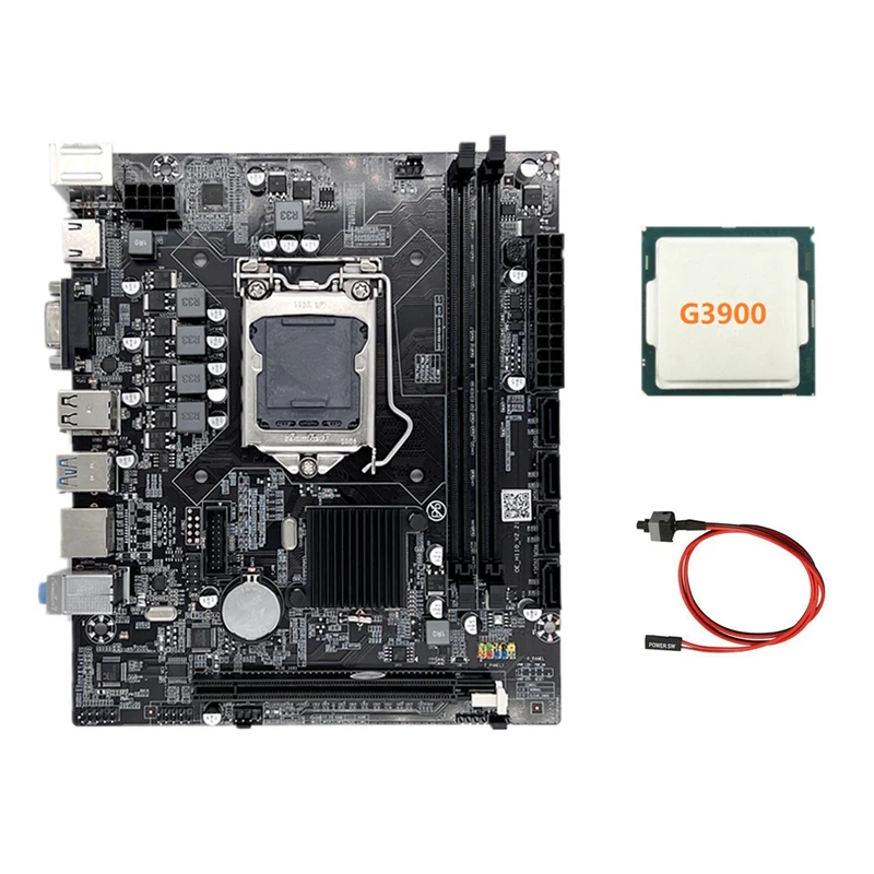 

H110 Computer Motherboard LGA1151 Supports Celeron G3900 G3930 CPU Supports DDR4 Memory With G3900 CPU+Switch Cable