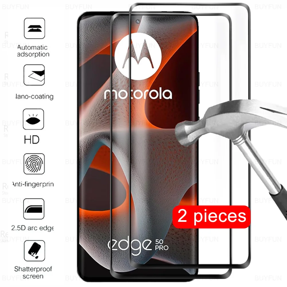 2 шт. полностью изогнутое закаленное стекло для Motorola Edge 50 Pro Ultra Защитная пленка