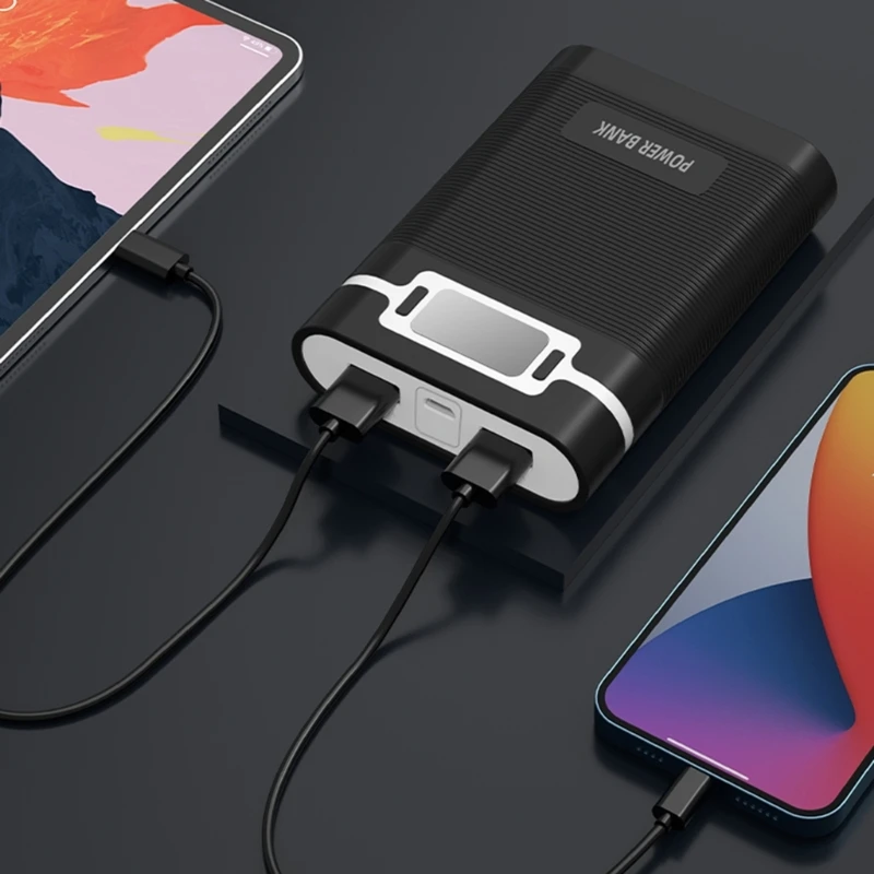 

DIY Charger Boxes 4x18650 Battery Quick Charger Outer Plastic Shells 2USB+Type-c Port Battery Not Included