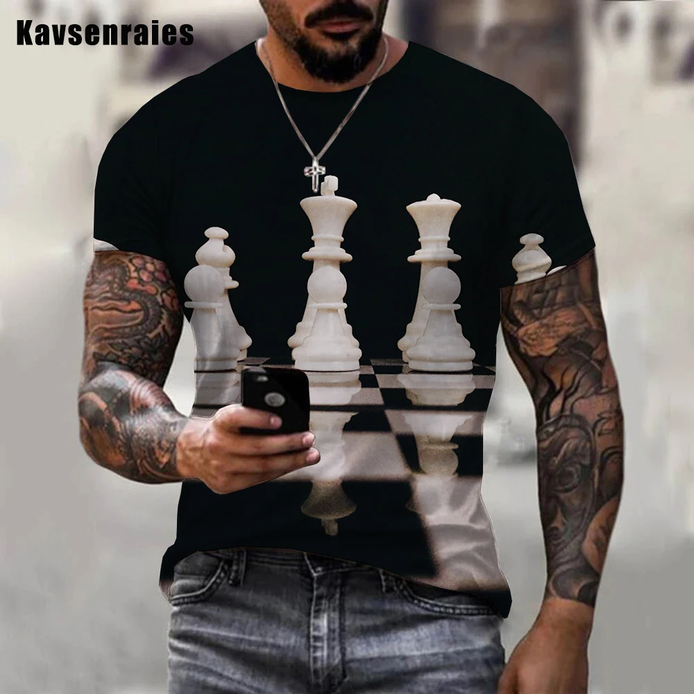 Новинка 2022 модная летняя Шахматная 3D футболка шахматы и карточки с графическим