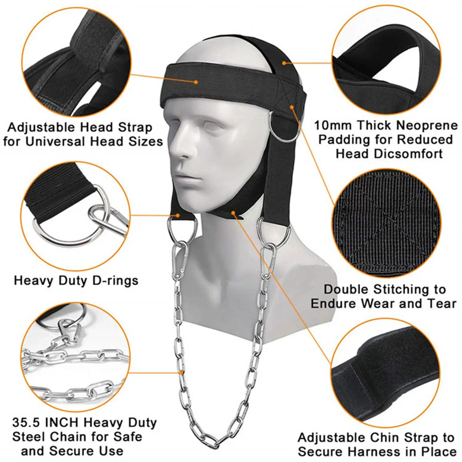 

Head Neck Harness Durable Adjustable Equipment for Weight Lifting Workout Boxing