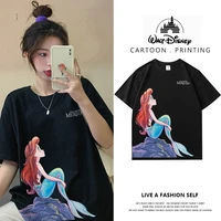 100 cotton disney mermaid princess hand painted t shirt female korean version i trend niche design short sleeved shirt