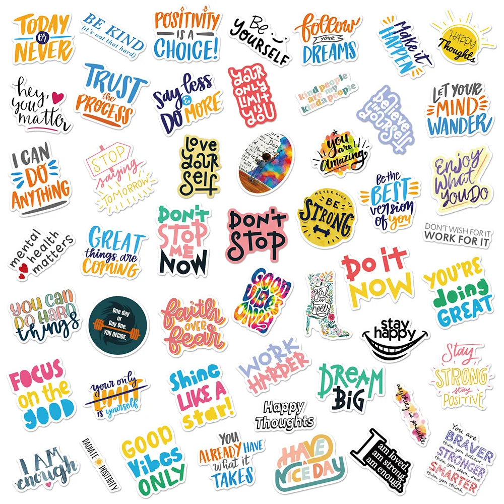 103050100pcs cute motivational phrases sticker inspirational life quotes stickers laptop scrapbooking office graffiti decals free global shipping