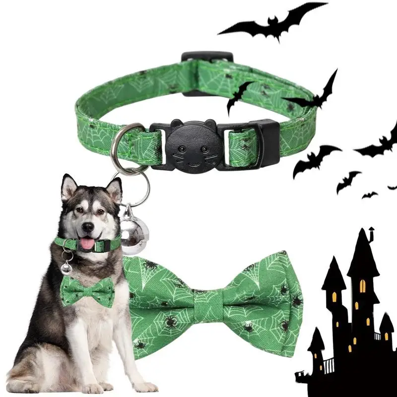 

Bow Tie Collar For Dogs Cats Adjustable Bell Collars For Halloween Dogs Apparel Accessories For Photography Wedding Home Walking