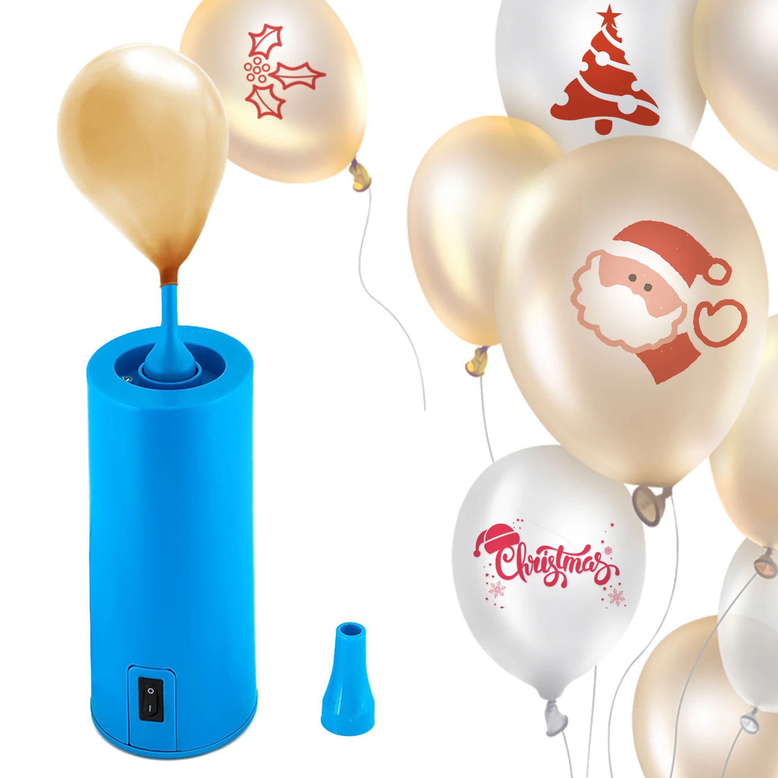 

Balloon Pump Electric Air Pump Portable Balloon Inflators Machine with 2pcs Nozzles for Christmas Birthday Party Decoration Blue