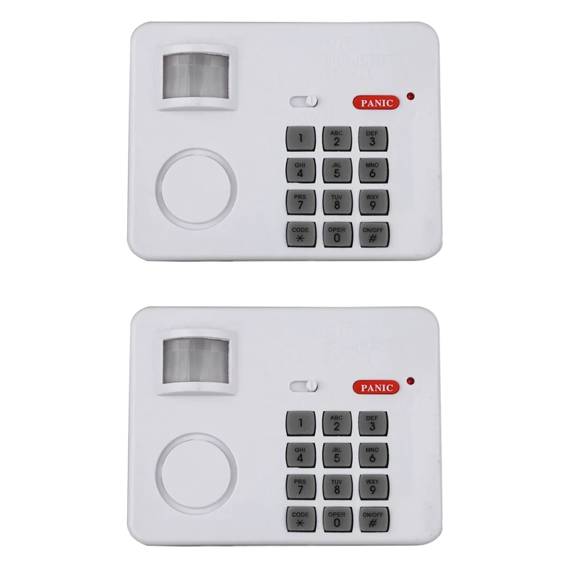 

2X Wireless Motion Sensor Alarm With Security Keypad PIR Home Garage Shed Caravan White