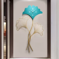 modern creative metal porch wall clock home fashion ginkgo leaf hanging wall clock home ins watches living room decoration