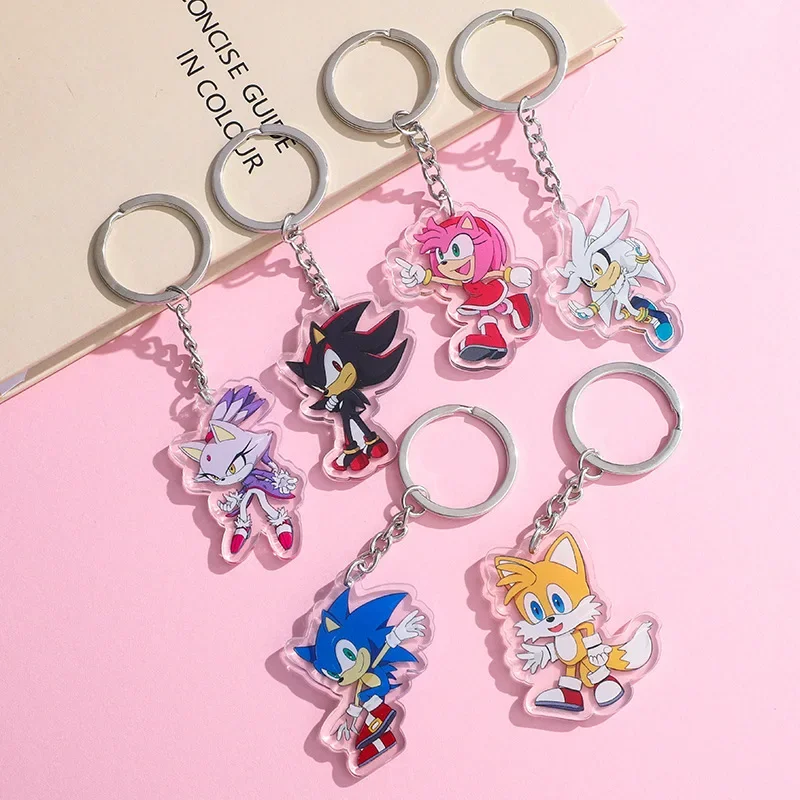 Sonic Blaze Tails Shadow Silve Amy Rose Аниме Акриловый брелок Мультяшная фигурка Милая сумка