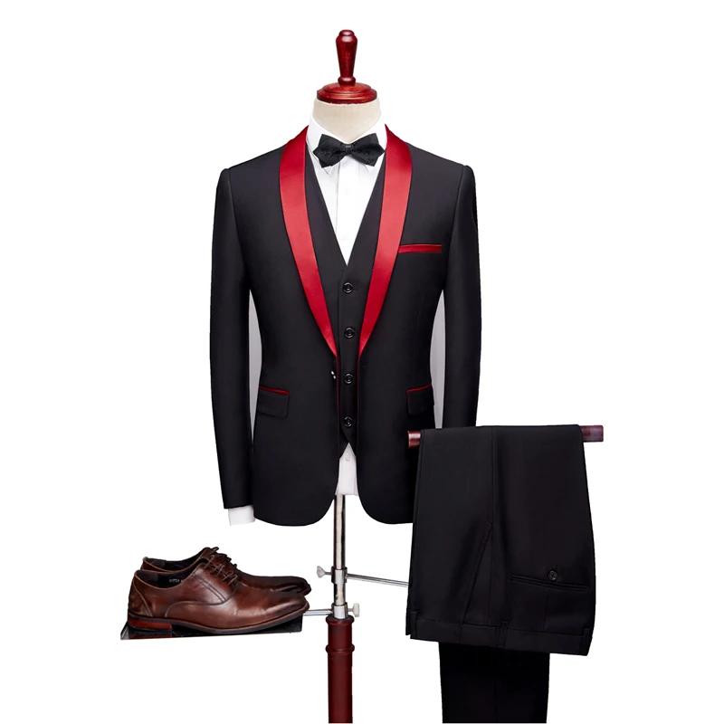 

2022 Jacket+vest+pants Explosive style men's business casual suits male Korean style slim wedding groom dresses