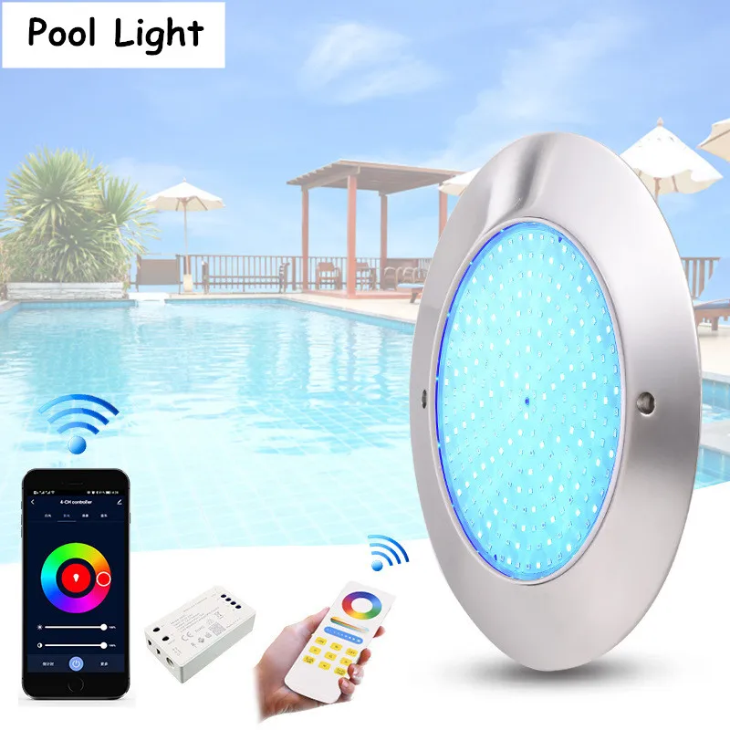 12v Pool Light Pond Light Ip68 Waterproof Led Swimming Pool Underwater Light Landscape Lighting Water Lamp Stainless Steel 2835