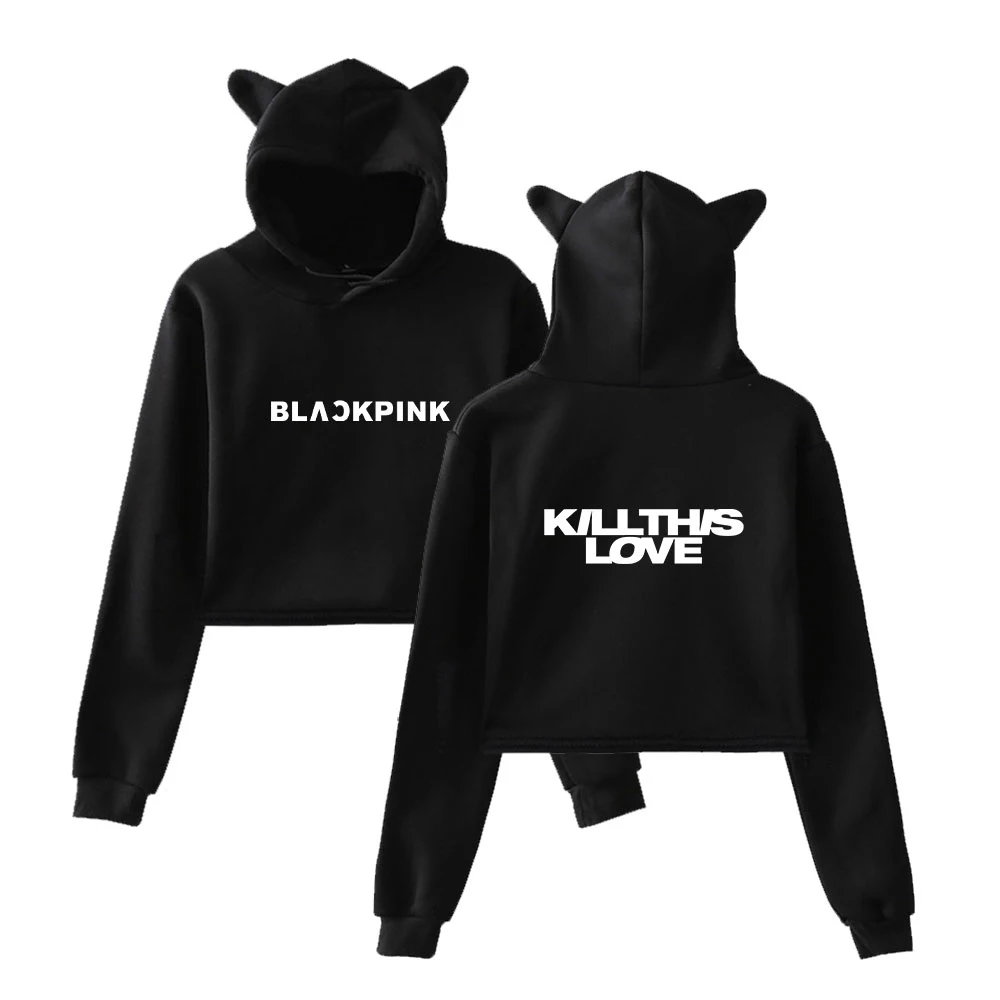 Новая толстовка с капюшоном KPOP BP KILL THIS LOVE lisa-rose-jennie-jisoo Укороченный свитшот