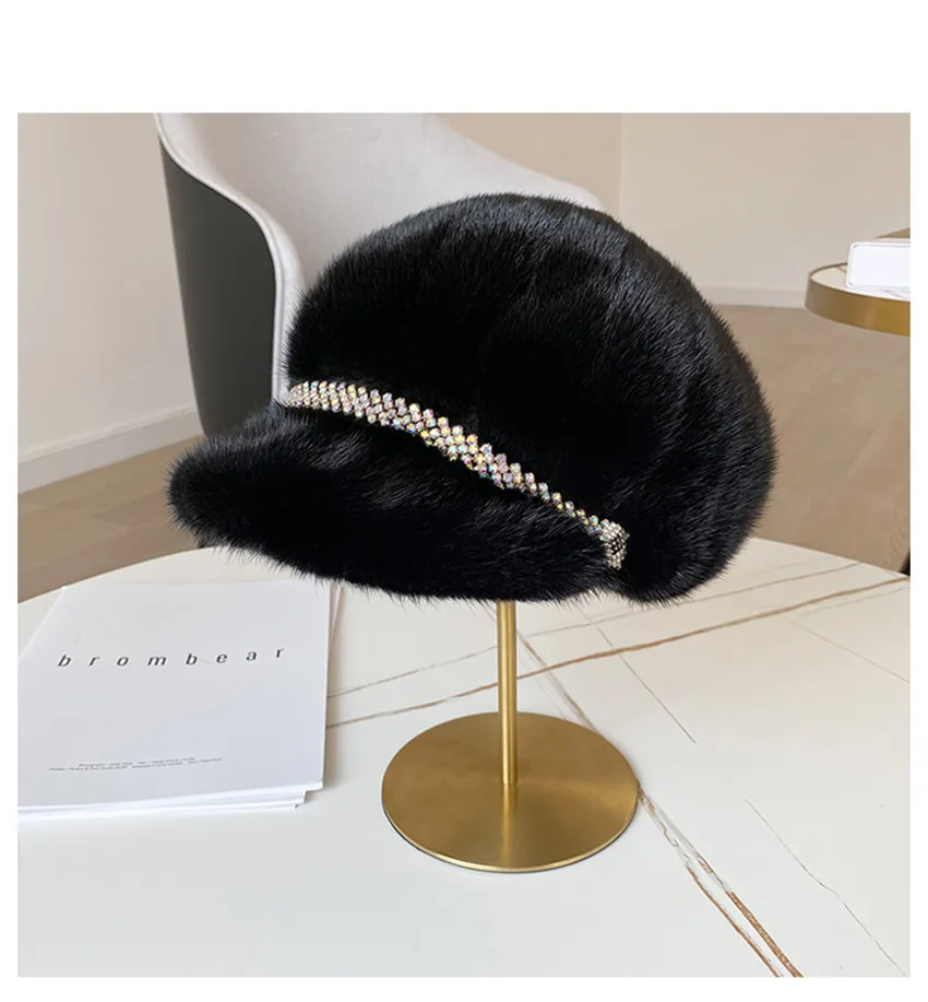 Зимние меховые шапки для женщин стильная теплая натуральная цельная норковая