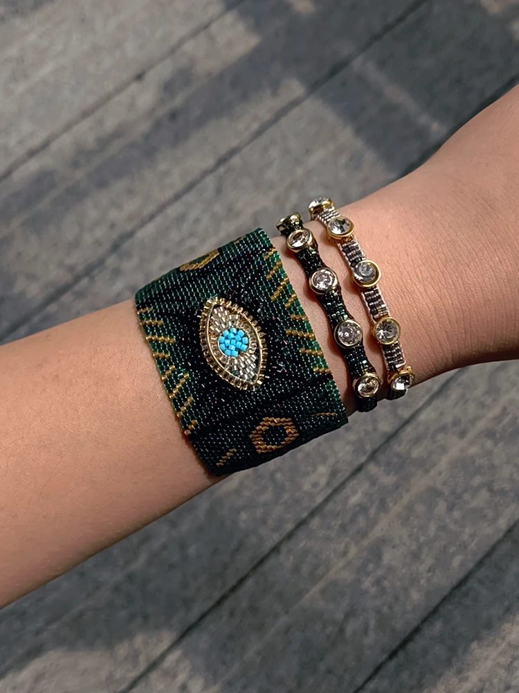 

YUOKIAA Evil Eye Bracelets Handmade Woven Miyuki Seed Bead Charm Bracelet for Women Armband Summer Trendy Jewelry Pulseras Mujer