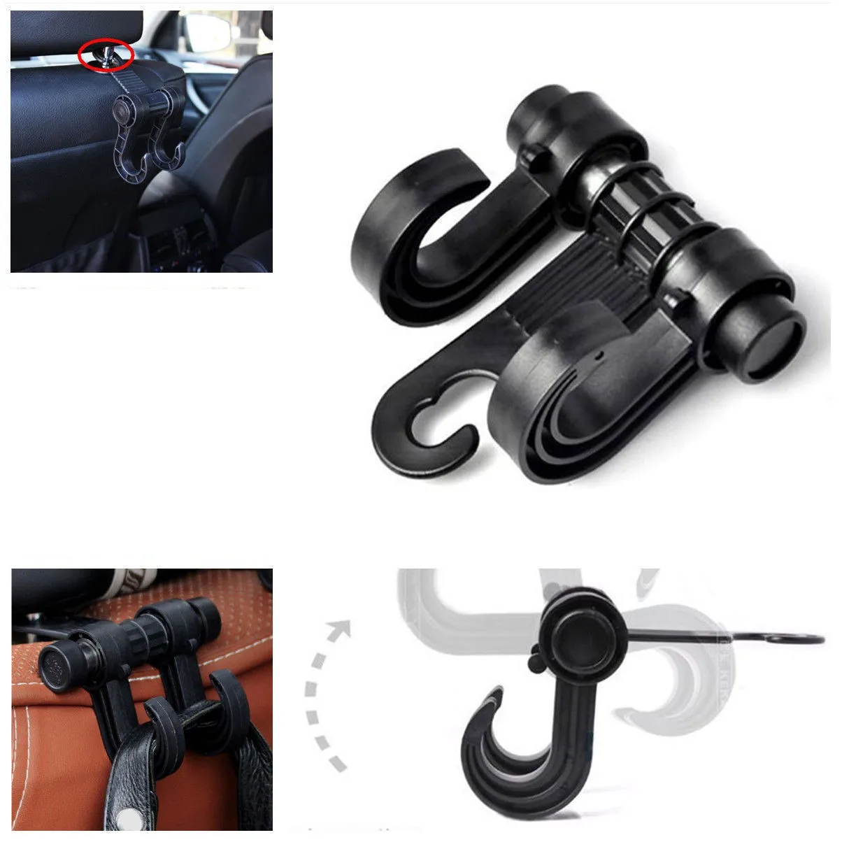 

Car Seat Back Headrest Hooks Truck Coat Purse Bag Hanger Organizer Holder