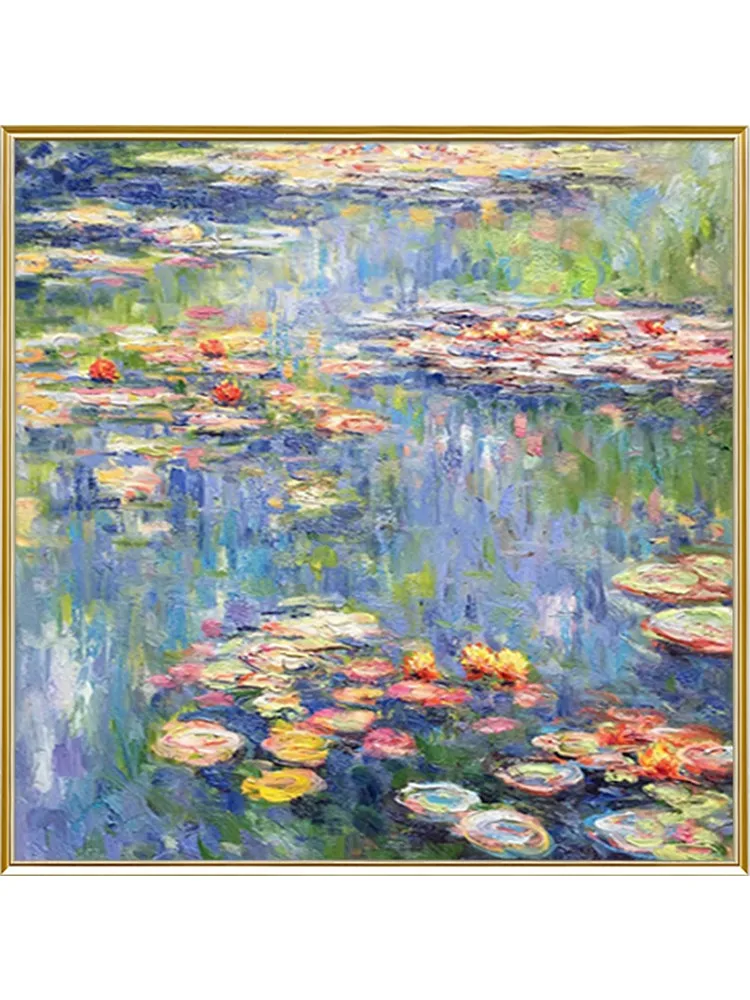 

Ручная роспись маслом Monet водяная Лилия Высококачественная гостиная подвесная живопись современный европейский стиль квадратная ткань классика