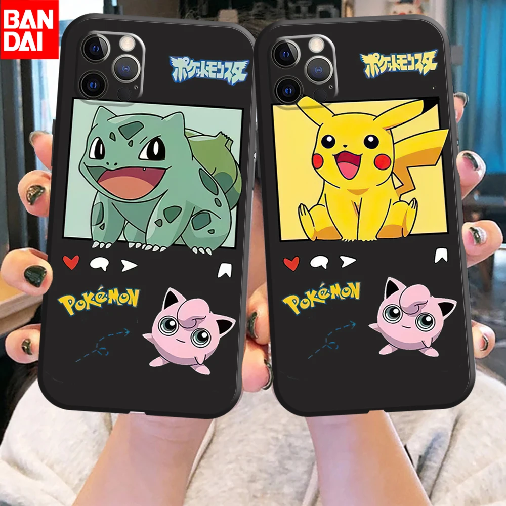 

Pokemon Pikachu Jenny Turtle Case For iPhone 12 13 Pro Max Mini 11 Pro Max X XR XS MAX SE2020 8 7 6 6S Plus Silicone Phone Cover