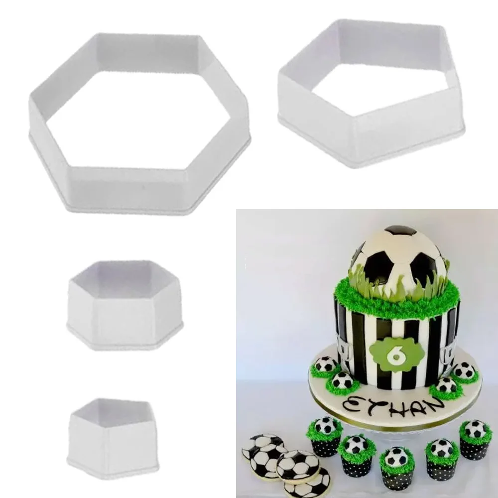 

Hexagon Football Plastic Cookie Cutter Sugar Fondant Cake Molds Cutters Decoration Kitchen Baking Tool