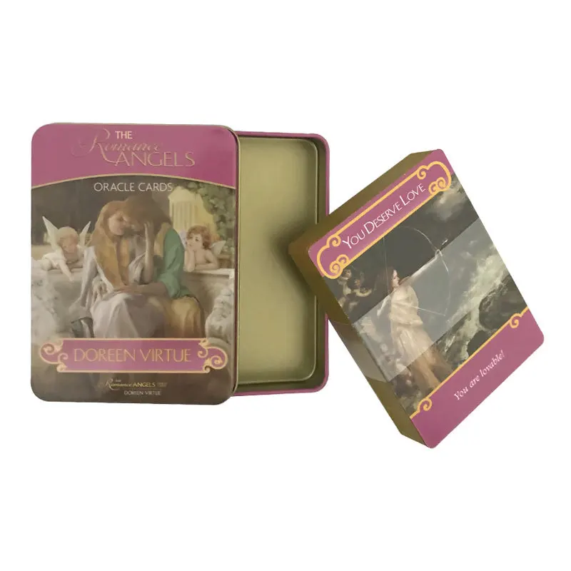 

Romance Angels Tarot Cards Deck with Paper Guidebook English Edition The Famous Board Games for Party Iron Box 10x7x2cm