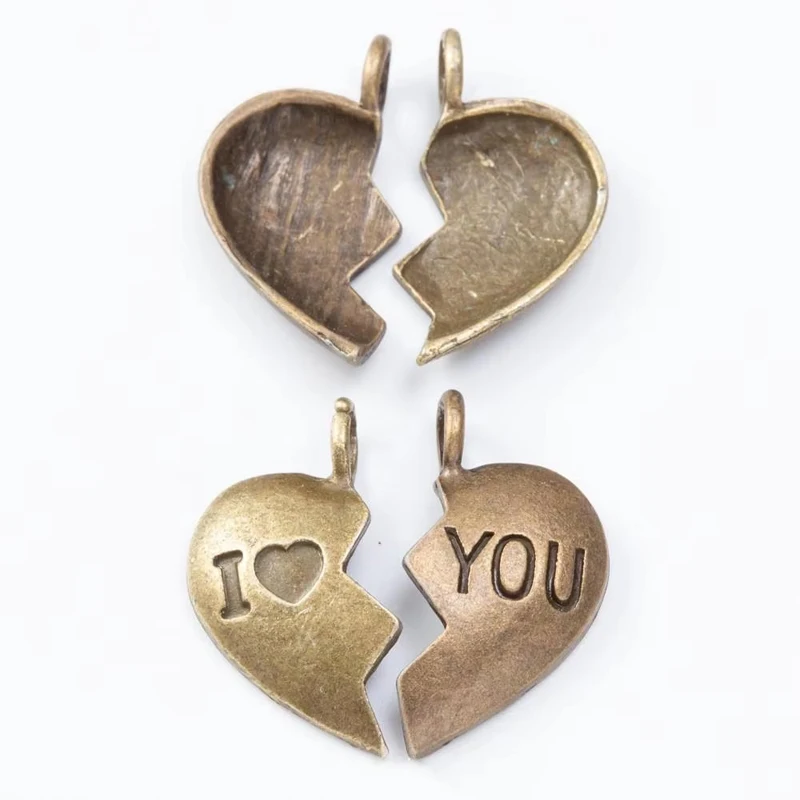 40 шт. 25*24 мм модный женский бутик античная бронза комбинация кулон Я люблю тебя
