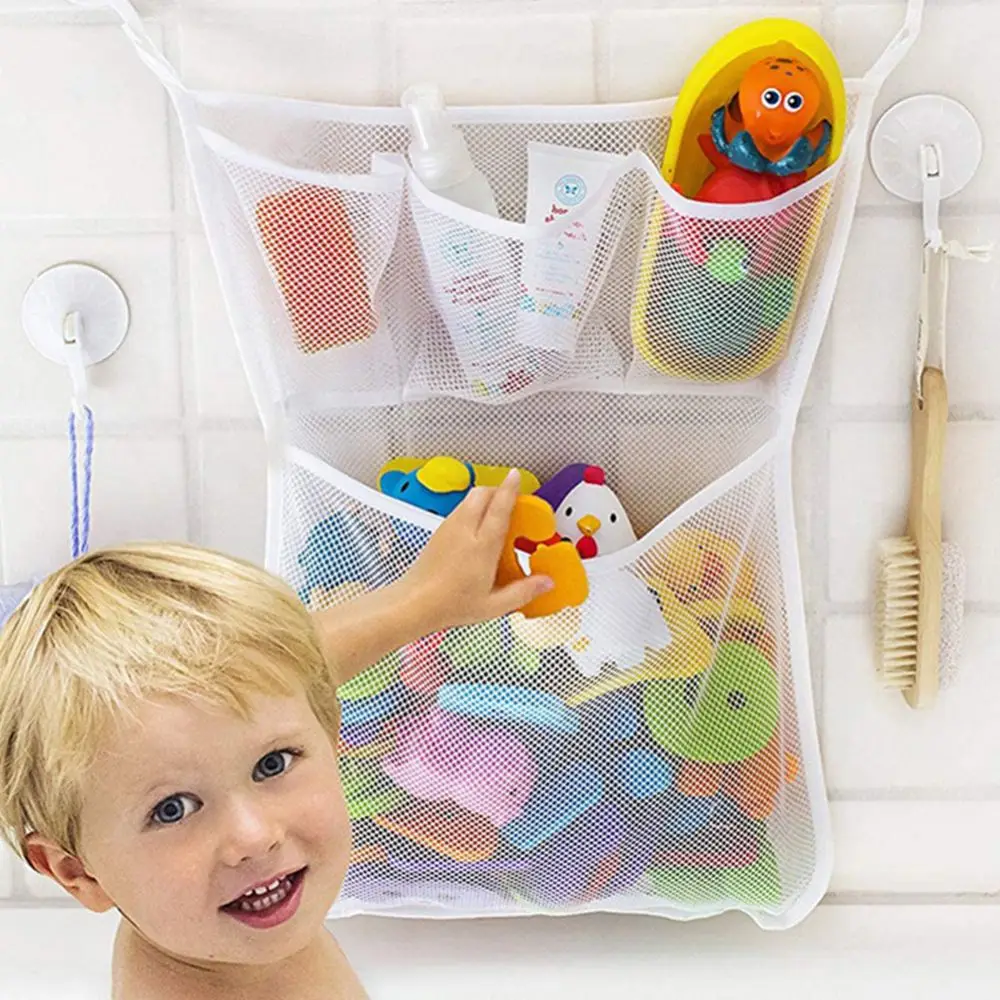 

Baby Bathroom Mesh Bag For Bath Toys Bag Kids Basket Breathable with Suction Cup Bath Toy Organizer Net Multi-use