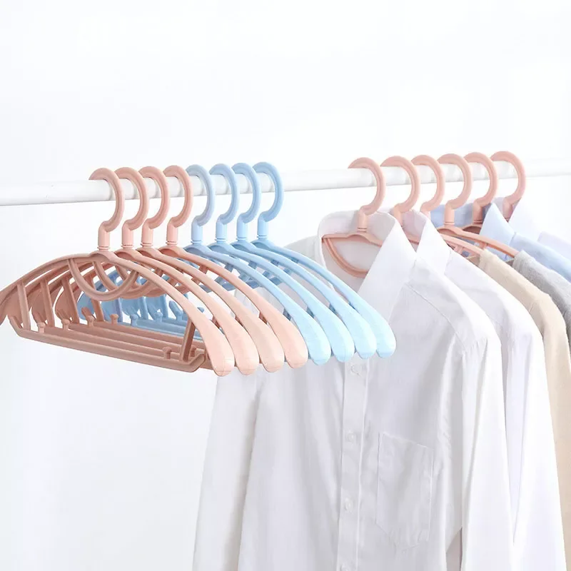

NEW2023 10 Pcs/Set Household Non-Slip Hanger Adult Plastic Clothing Rack Seamless Wide Shoulder Clothes Organizer Bathroom Stora
