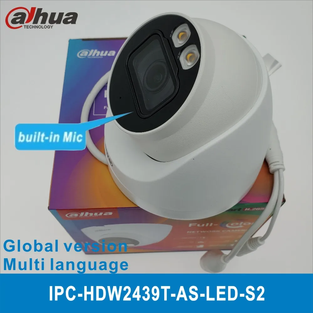 

Free shipping Dahua IPC-HDW2439T-AS-LED-S2 4MP Full-color Fixed-focal Eyeball Network Camera Built-in warm lights IP Camera MIC