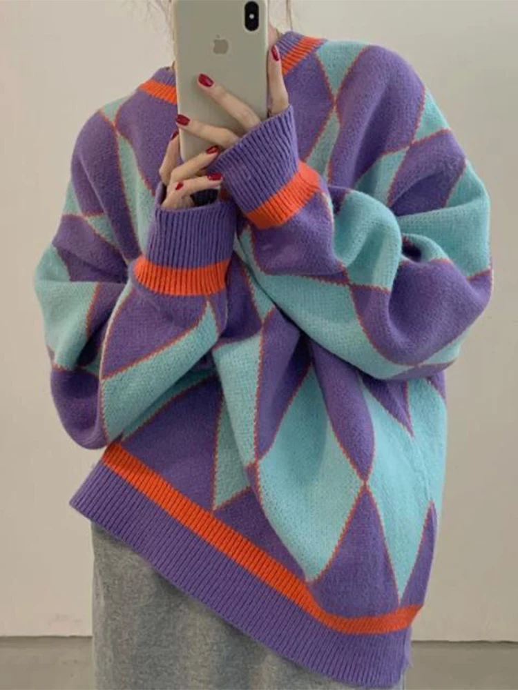 

Vintage Knitted Sweater Women Casual Loose Pullovers New Autumn Winter Fashion Jumper Korean College Style Sweet Tops Suéteres