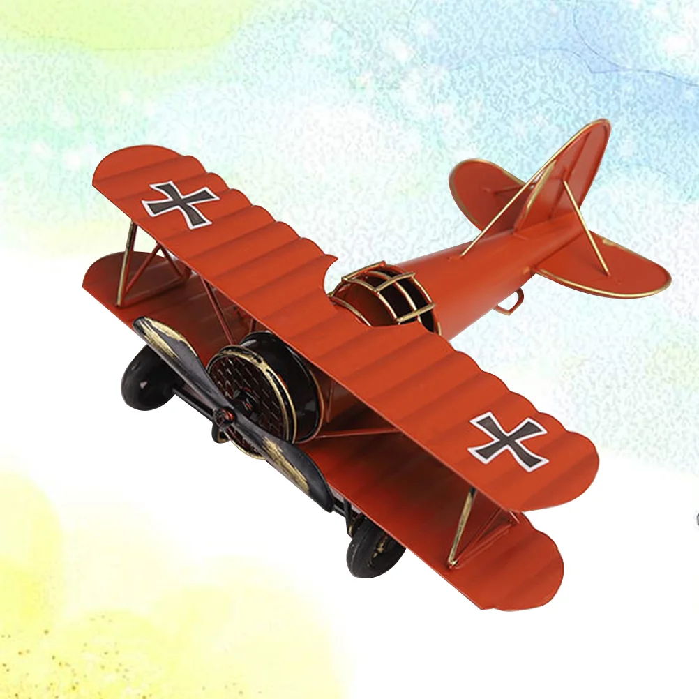 

Desk Top Decor Vintage Iron Metal Plane Aircraft Models Handicraft for Photo Props Kids Toy Light Light House Decorations For