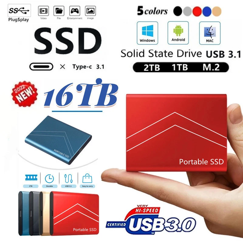 

High Capacity Mobile Solid State Drive Portable 500G 1TB SSD 2TB Hard Drive Storage Device Computer USB 3.1 Mobile Hard Drives