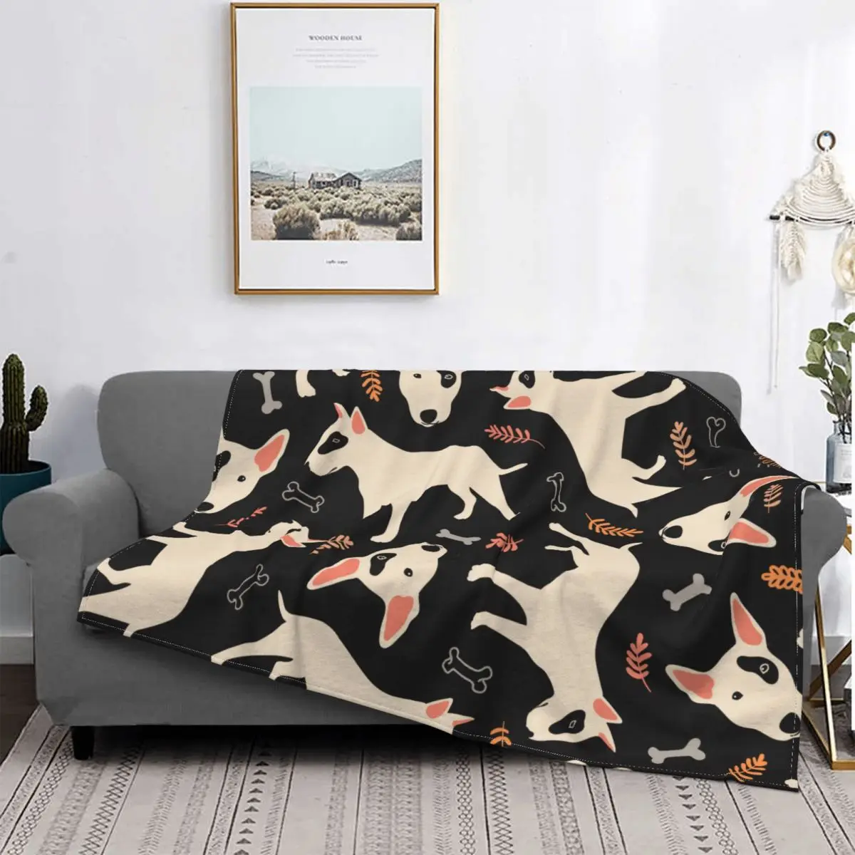 

Bull Terrier Knitted Blankets Gift for Animal Dog Lover Wool Throw Blanket Bedroom Sofa Decoration Ultra-Soft Warm Bedspreads
