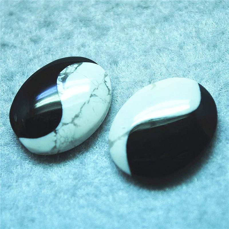 

2PCS Nature Gemstone Cabochons Tai Chi Signal 16x20MM Oval Shape No Hole Loose DIY Beads Accessories Wholesale Free Shippings