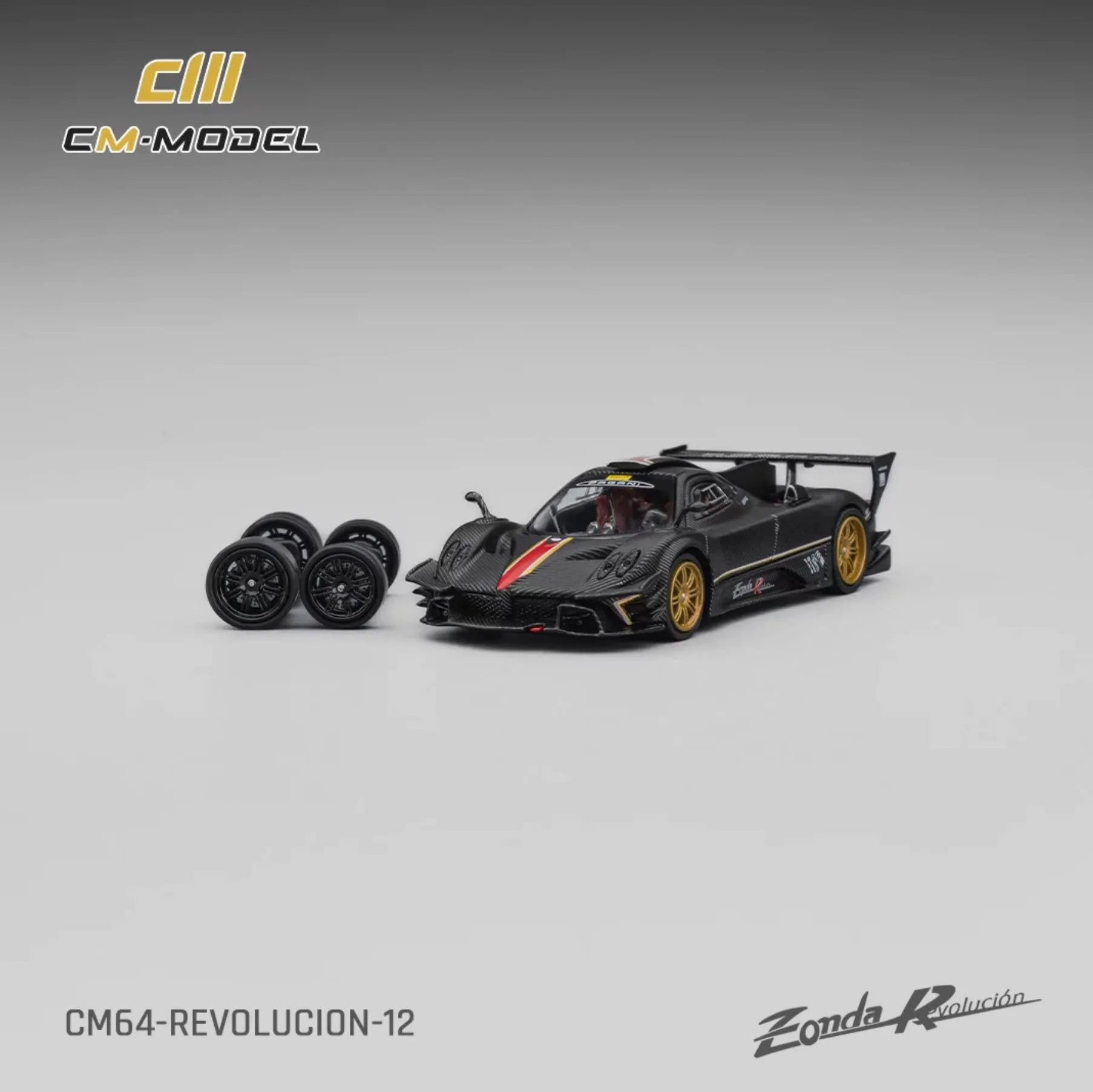Фото CM Модель 1:64 Zonda R Evolusion Track, карбоново-черная, литая модель автомобиля №1