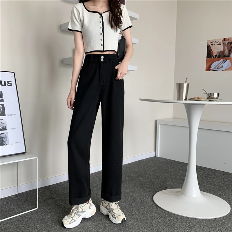 

DD2077 2022 New fashion all-match high-waist slim denim trousers