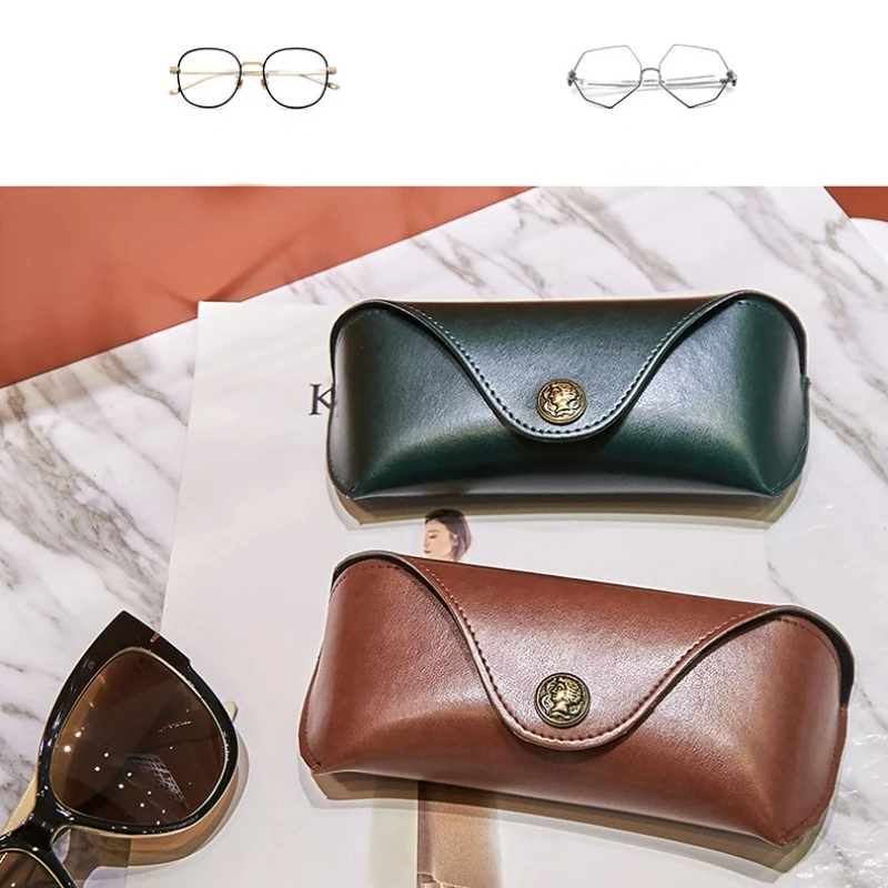 Simple vintage handmade PU upholstery leather premium lightweight anti-stress glasses case premium sunglasses case