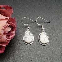 vintage fashion thai silver white turquoise earrings water drop earrings for women girl party jewelry gifts