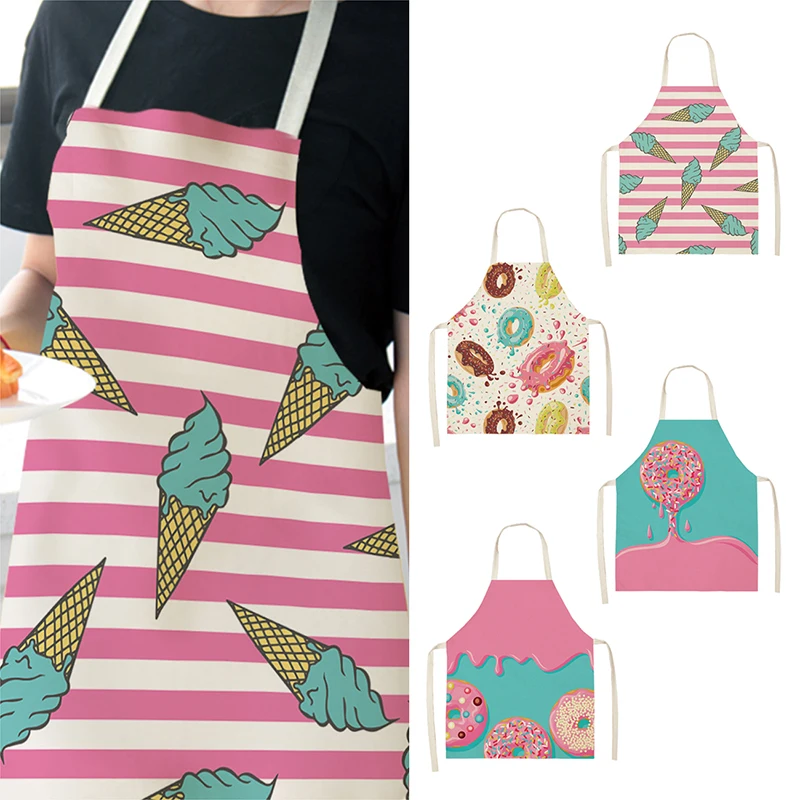 

Kitchen Aprons for Women Cotton Linen Bibs Household Cleaning Pinafore Cooking