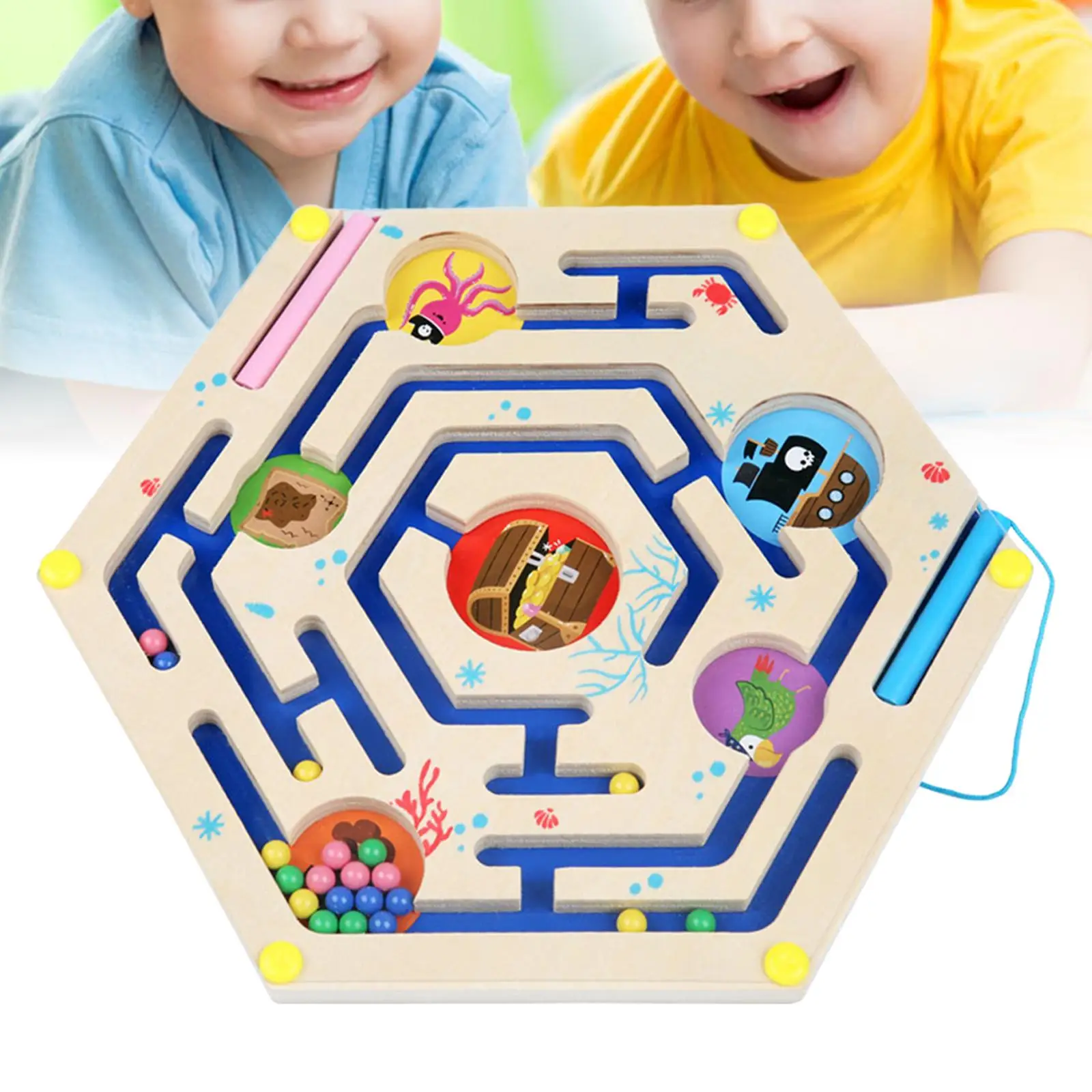

Magnetic Maze Puzzle Game Educational Activity Wooden Magnetic Maze Toys