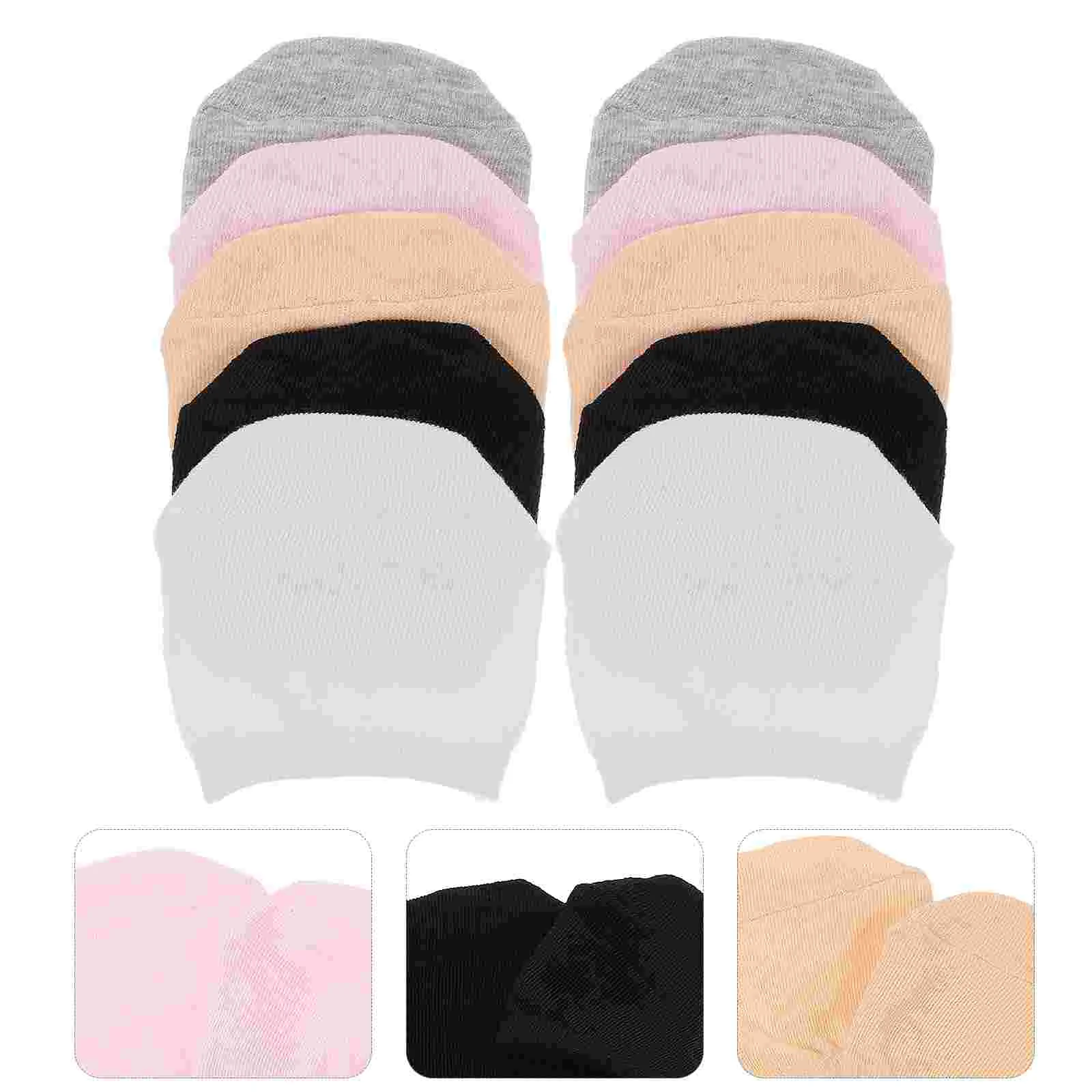5 Pairs Socks Women Mesh Toe Topper Liner Half Foot Heelless Boat Ondo Five