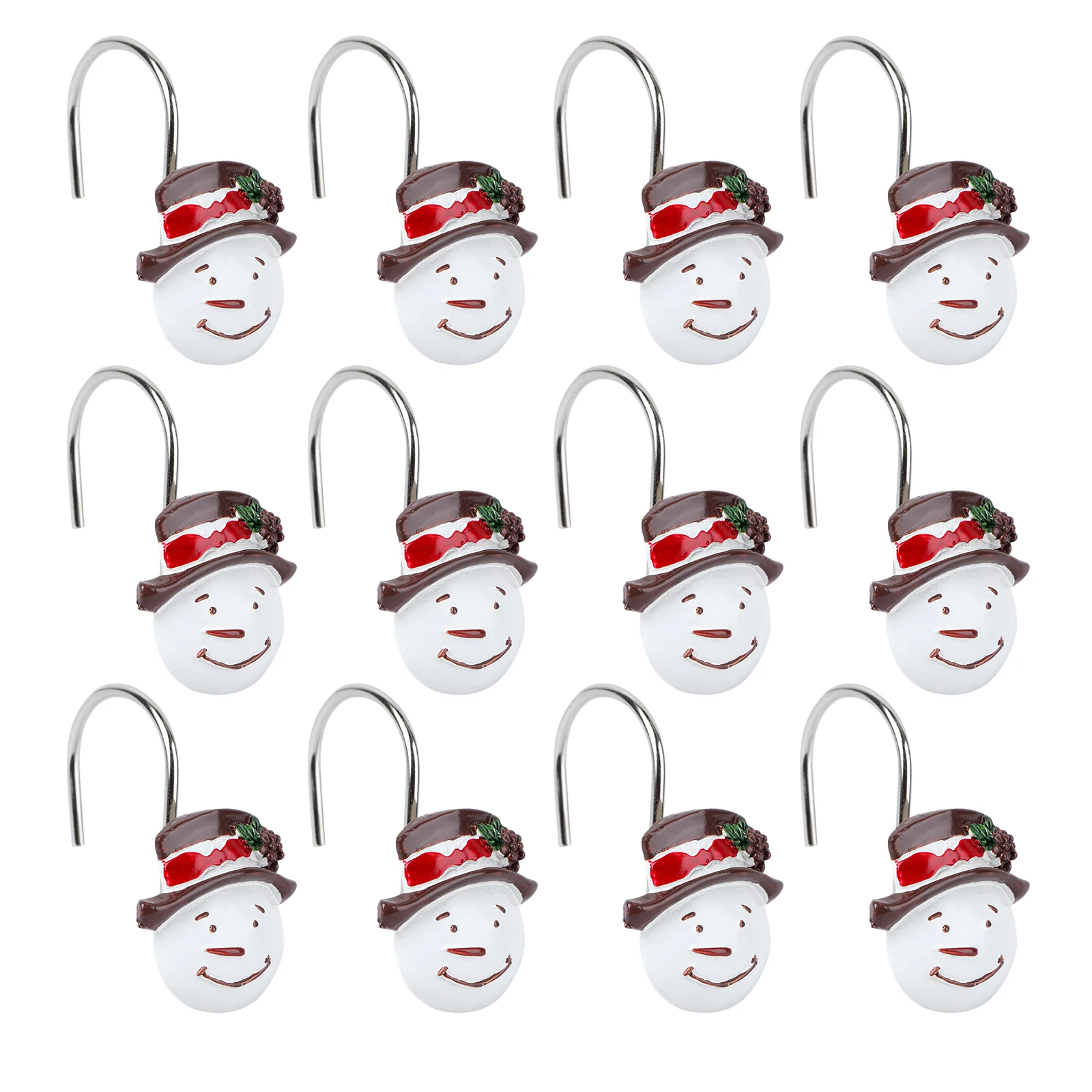 

Curtain Shower Hooks Hook Snowman Christmas Forrings Decorative Bathroom Hanger Claus Santa Hangers Window Decoration Drapery