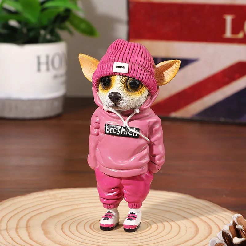

New Backpack Puppy Mini Ornament Resin Craft Home Ornament Cute Fashion Animal Simulation Dog Decorations Living Room Decoration
