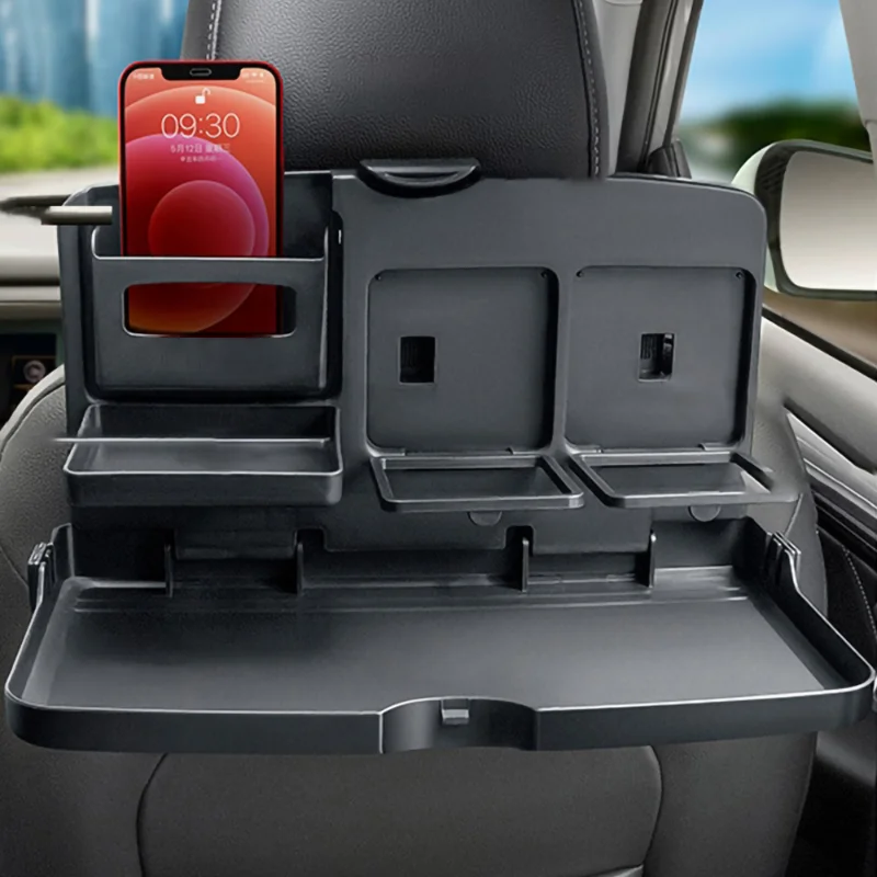 

Car Back Seat Dinner Plate Multifunctional Drinks Holder Foldable Car Interior Organizers Traveling Auto Rear Seat Cup Holders