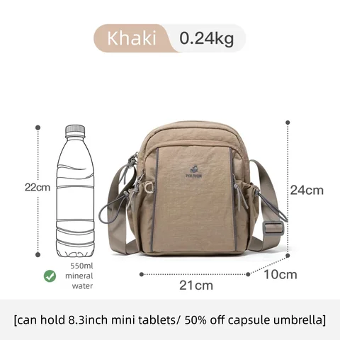 Fouvor 5л сумка через плечо женская сумка через плечо на молнии водостойкая легкая маленькая женская сумка для путешествий, повседневного использования 3073-15