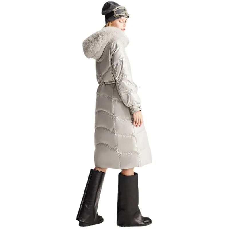 JAZZEVAR 2022 Winter New Thickened Down Jacket Women Everywhere Slim Temperament Women Pull Rope Fox Fur Collar Coat