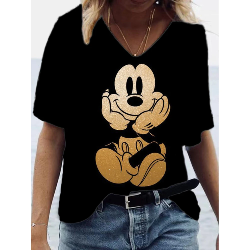 

Женская футболка с коротким рукавом и V-образным вырезом